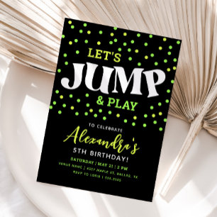 Jump Neon Trampoline Birthday Invitation