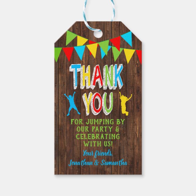 Jump party bounce combined party favour tag (Front)