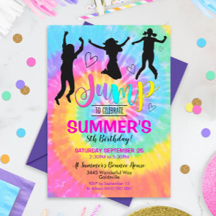 Jump Party Invitation Tie Dye Invitation Bounce