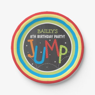 Jump Party Trampoline Party Paper Plate Chalkboard