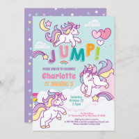 Jump party unicorn girl birthday pastel colour