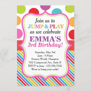 Jump, Play and Bounce Party Invitation (Pink)