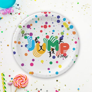 Jump Play Trampoline Park Kids Birthday Paper Plate