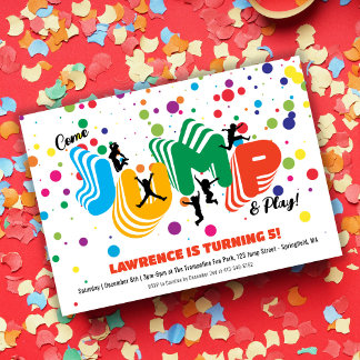Jump Play Trampoline Park Party Kids Birthday  Invitation
