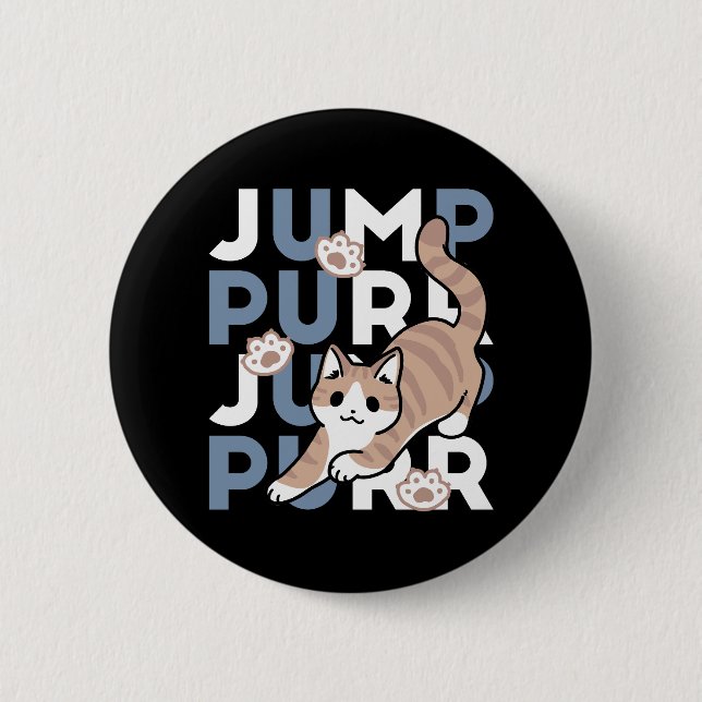 Jump Purr Jump: Playful Cat Design with Fun Art 6 Cm Round Badge (Front)