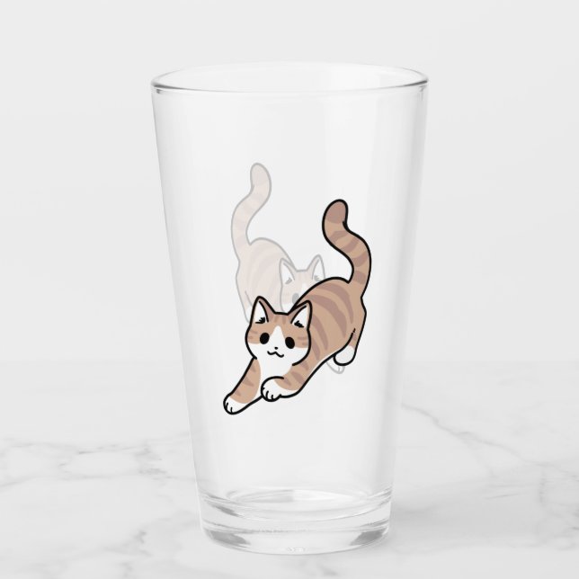 Jump Purr Jump: Playful Cat Design with Fun Art Glass (Front)
