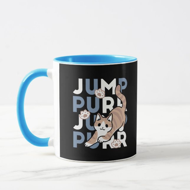 Jump Purr Jump: Playful Cat Design with Fun Art Mug (Left)
