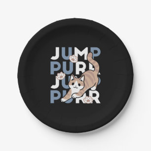 Jump Purr Jump: Playful Cat Design with Fun Art Paper Plate