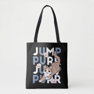 Jump Purr Jump: Playful Cat Design with Fun Art Tote Bag
