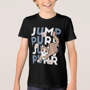 Jump Purr Jump: Playful Cat Design with Fun Art Tri-Blend Shirt