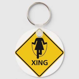 Jump Rope Crossing Highway Sign Key Ring