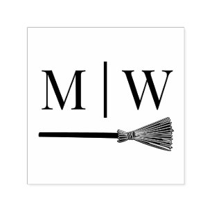 Jump the Broom B Couple Wedding 2 Initial Monogram Self-inking Stamp