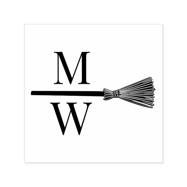 Jump the Broom D Couple Wedding 2 Initial Monogram Self-inking Stamp (Design)