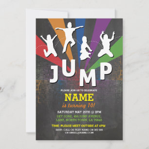 Jump Trampoline Birthday Party Boys Girls Invite