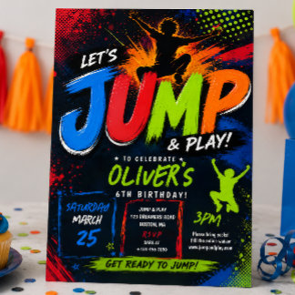 Jump Trampoline Birthday Party Invitation