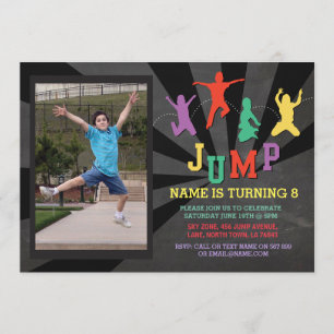 Jump Trampoline Birthday Party Photo Invite