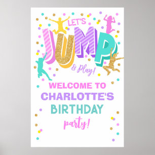 Jump Trampoline Birthday Welcome Sign