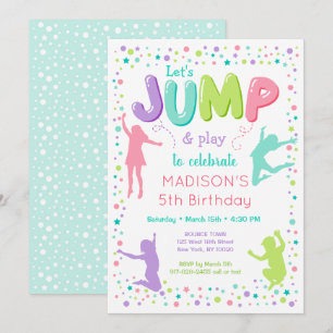 Jump Trampoline Bounce Party Birthday Invitation