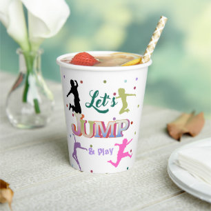 Jump Trampoline Colourful Birthday Party Paper Cups