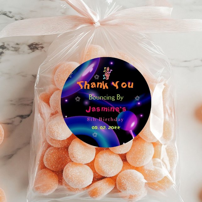 Jump Trampoline Colourful girl birthday party Classic Round Sticker (Creator Uploaded)