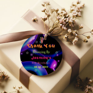 Jump Trampoline Colourful girl birthday party Favour Tags