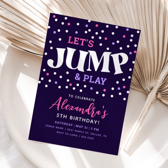 Jump Trampoline Girl Birthday Invitation (Creator Uploaded)