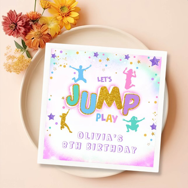 Jump Trampoline Jump Bounce Play Birthday Party Napkin (Creator Uploaded)