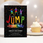 Jump Trampoline Kids Birthday Party Invitation<br><div class="desc">When it comes to gearing up for a kids birthday party, custom invitations serve as the perfect way to set the tone and let the guests know just what kind of event to expect. Featuring a bold and modern black background with colourful party sprinkles, these bold invitations feature vibrant images...</div>