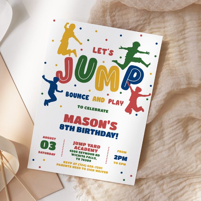 Jump Trampoline Park Boys Birthday Party Invitation (Creator Uploaded)