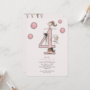 Jump & Tumble Gymnastics 4th Birthday Party Invitation