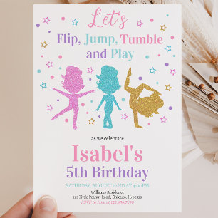 Jump Tumble Gymnastics Birthday Invitation