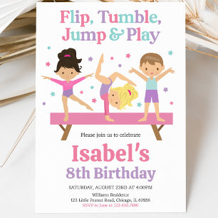 Jump Tumble Gymnastics Birthday Invitation