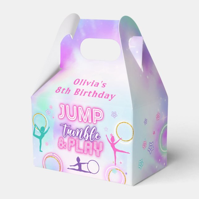 Jump Tumble Play Girl Birthday Party Favour Box (Front Side)