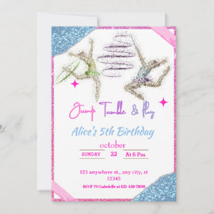 Jump Tumble & Play Gymnastics Themed Birthday  Invitation