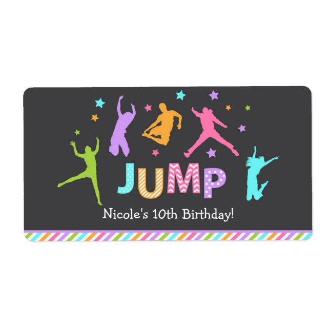 Jump Water bottle labels / trampoline bottle label (Front)