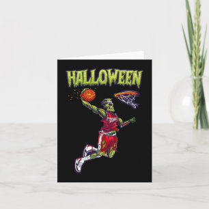 Jump Zombie Basketball Dunk Player Halloween Pumpk Card