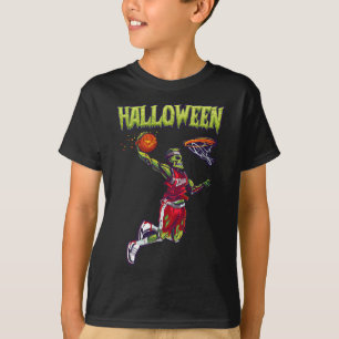 Jump Zombie Basketball Dunk Player Halloween Pumpk T-Shirt