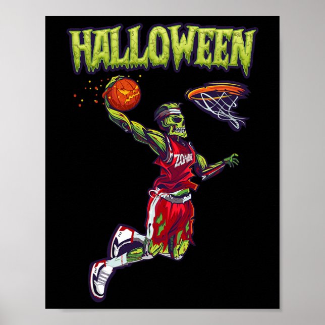Jump Zombie Bysketbyll Dunk Player Halloween Pumpk Poster (Front)
