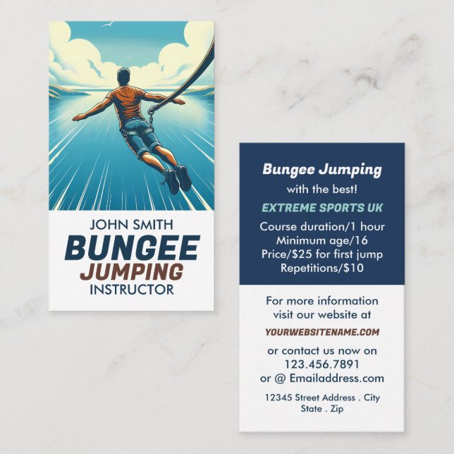 Jumper Design - Bungee Jumping Instructor Business Card (Front/Back)