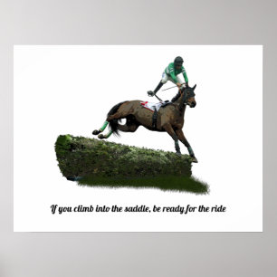 Jumper Horse Jockey In Green Poster