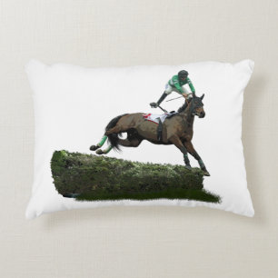 Jumper Horse & Jockey In Green Throw Pillow