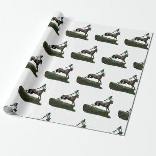 Jumper Horse & Jockey In Green Wrapping Paper