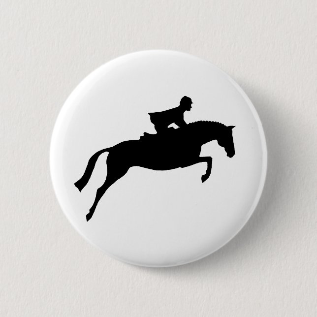 Jumper Horse Silhouette 6 Cm Round Badge (Front)