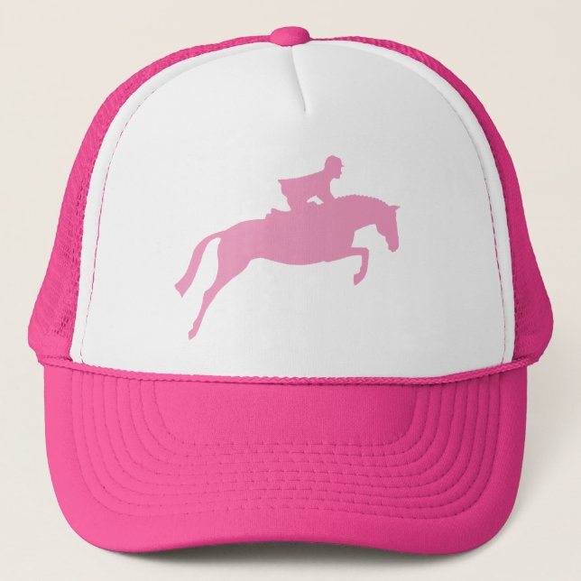 Jumper Horse Silhouette (pink) Trucker Hat (Front)
