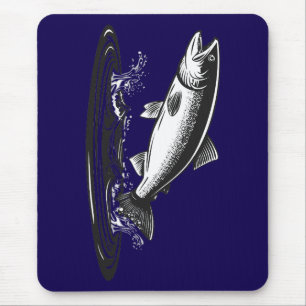 jumping atlantic salmon fish mouse mat