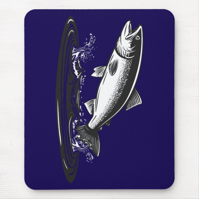 jumping atlantic salmon fish mouse mat (Front)