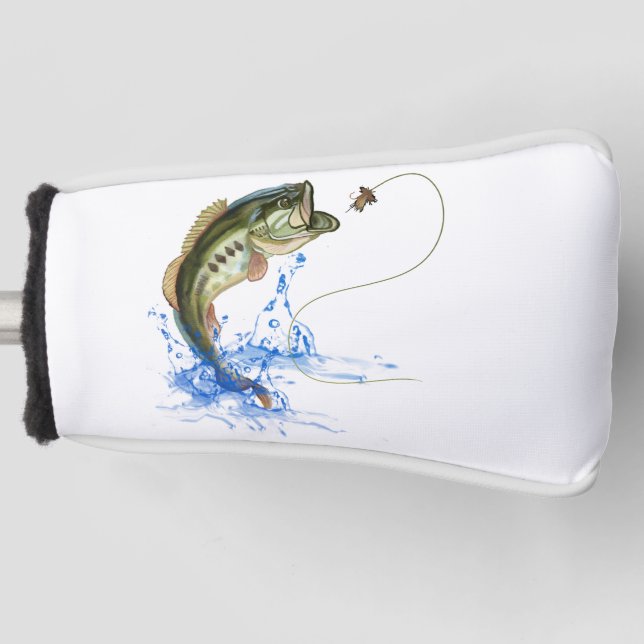 Jumping Bass Fishing Golf Head Cover (Front)