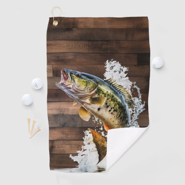 Jumping Bass Gone Fishing Golf Towel (InSitu)