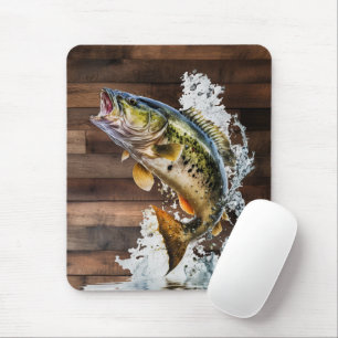 Jumping Bass Gone Fishing Mouse Mat