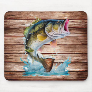 Jumping Bass Gone Fishing Mouse Mat